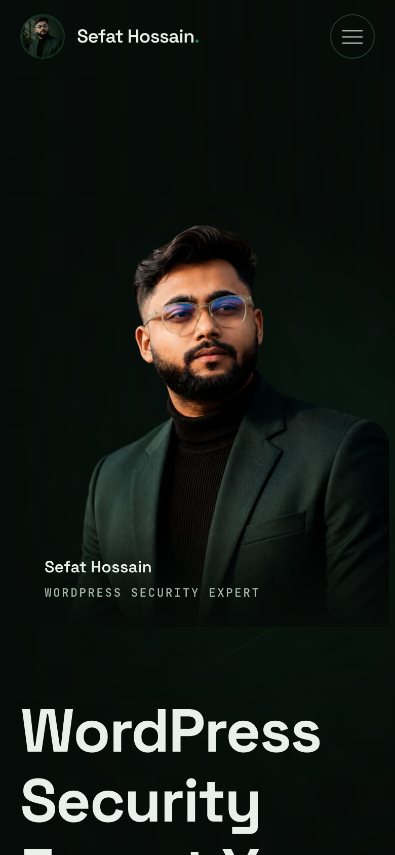 Sefat Hossain — a client site we built, shown on a phone